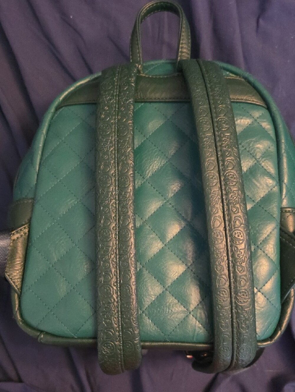 Loungefly Teal Quilted Mini Backpack with Chip 'n' Dale Pin - Picture 2 of 4